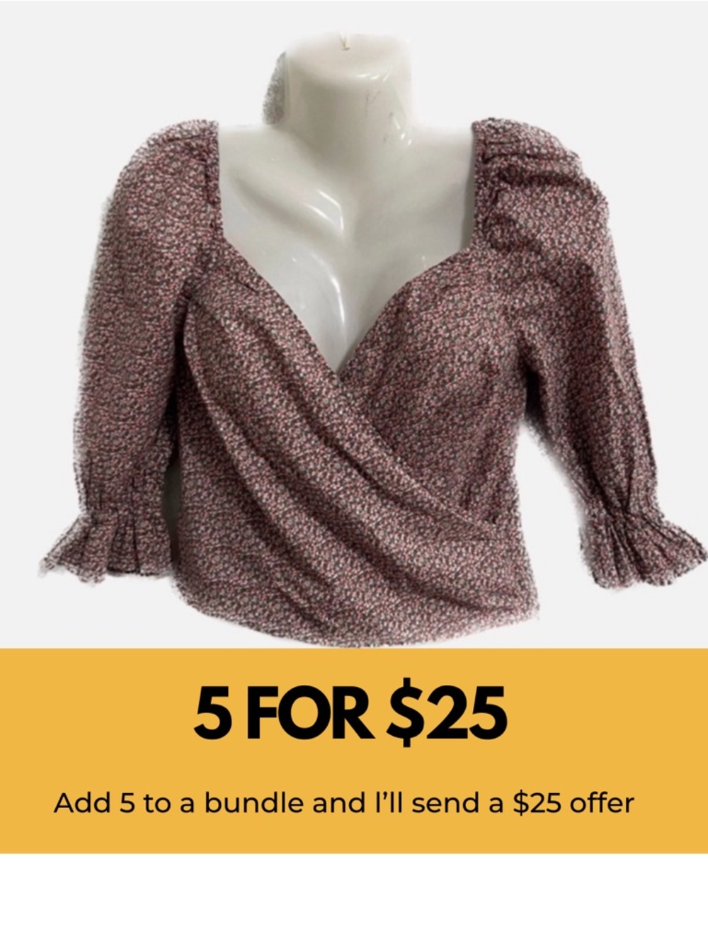 NA-KD Floral Puff Sleeve Cropped Top.